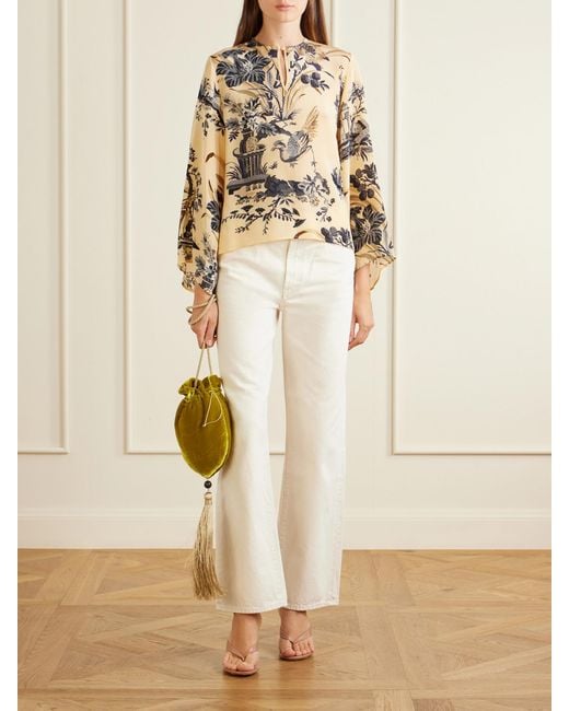 Etro Metallic Floral-Printed Silk Crepe De Chine Blouse