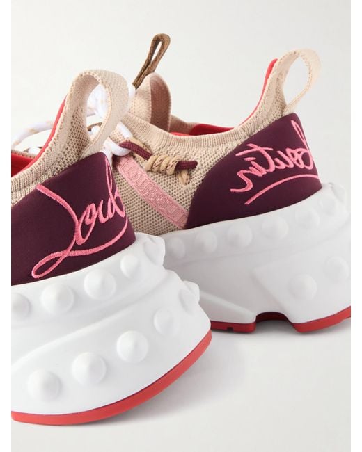 Baskets En Mailles Stretch, Daim Et Velours À Broderies Et À Clous Trailrun Christian Louboutin en coloris Pink