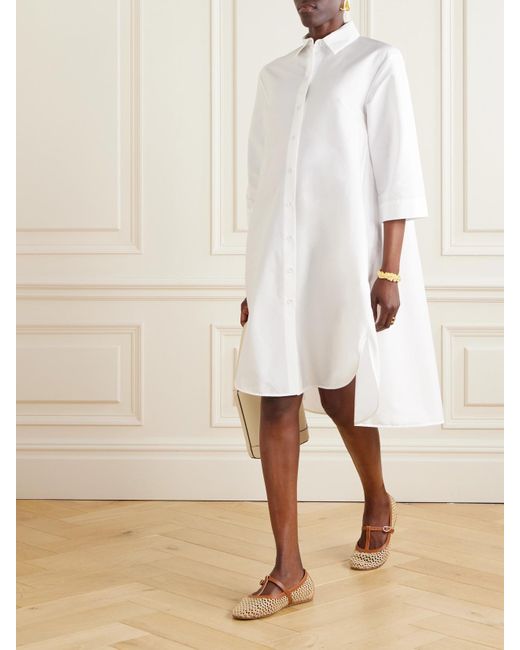 Max Mara White Sella Midi-Hemdblusenkleid Aus Popeline Aus Einer Baumwollmischung