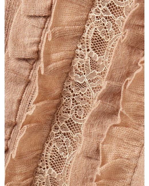 Cardigan En Laine Mérinos Côtelée À Volants Et À Finitions En Dentelle Maryel Ulla Johnson en coloris Natural