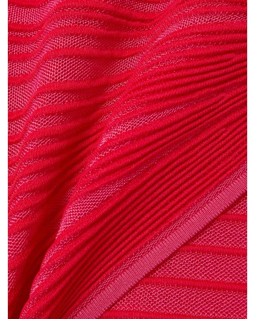 Balmain Red Wrap-Effect Ribbed-Knit Mini Dress
