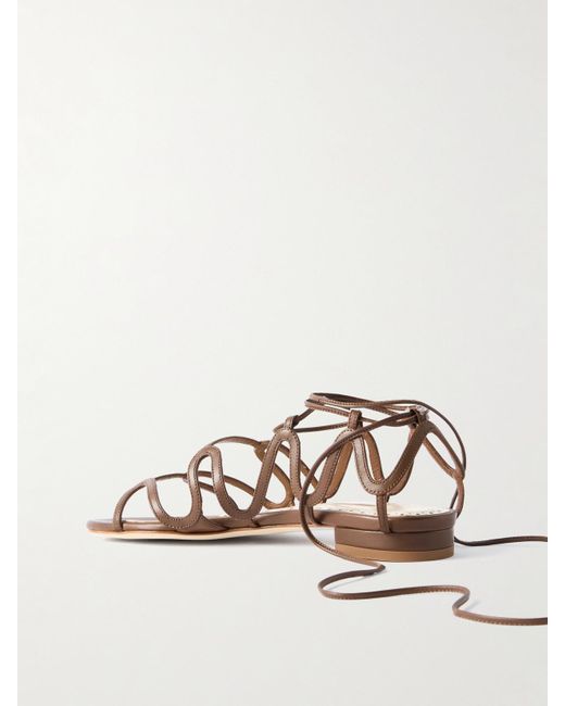 Manolo Blahnik Natural Fawdaflat Sandalen Aus Leder