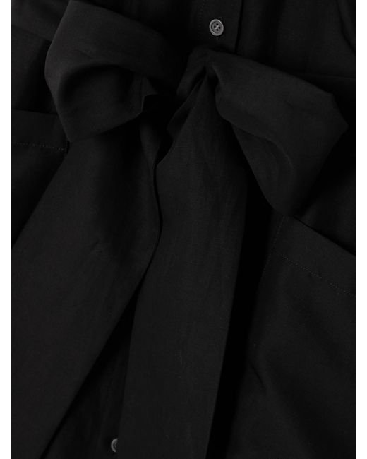 Loewe Black Paula's Ibiza Mini-Hemdblusenkleid Aus Voile Mit Applikation Und Bindegürtel
