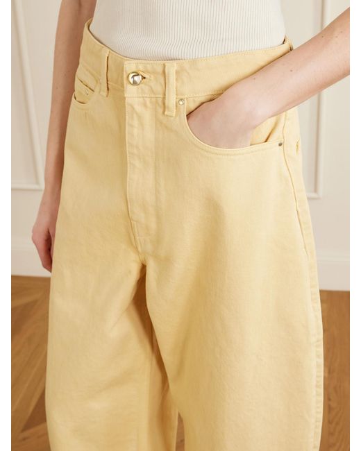 OSSOU Yellow Mid-Rise Wide-Leg Jeans