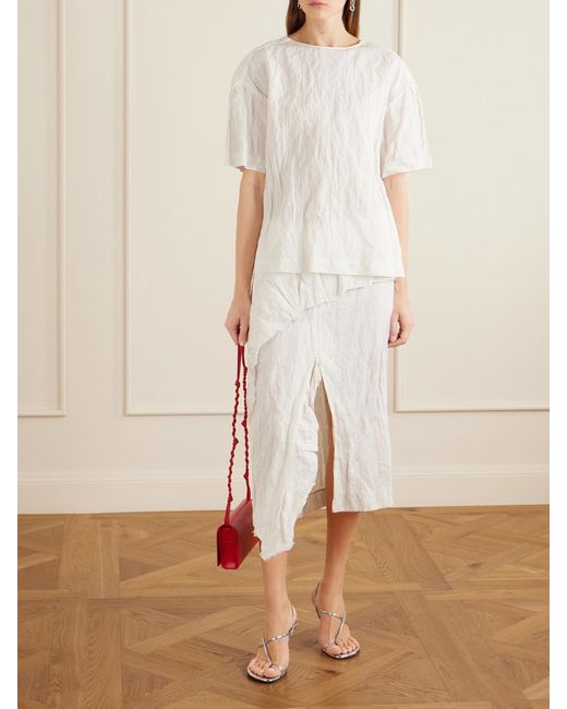 Proenza Schouler White Hansly Crinkled-Twill T-Shirt