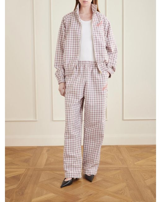 Willy Chavarria White Ruff Rider Checked Woven Wide-Leg Pants