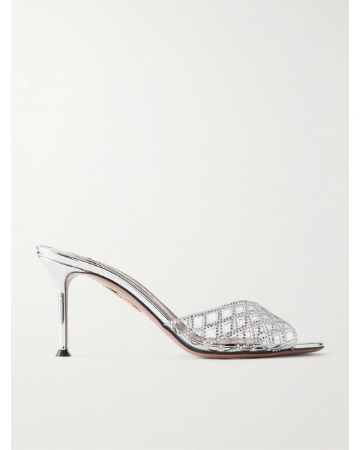 Aquazzura Natural Lumiere Crystal-Embellished Cutout Pvc Mules