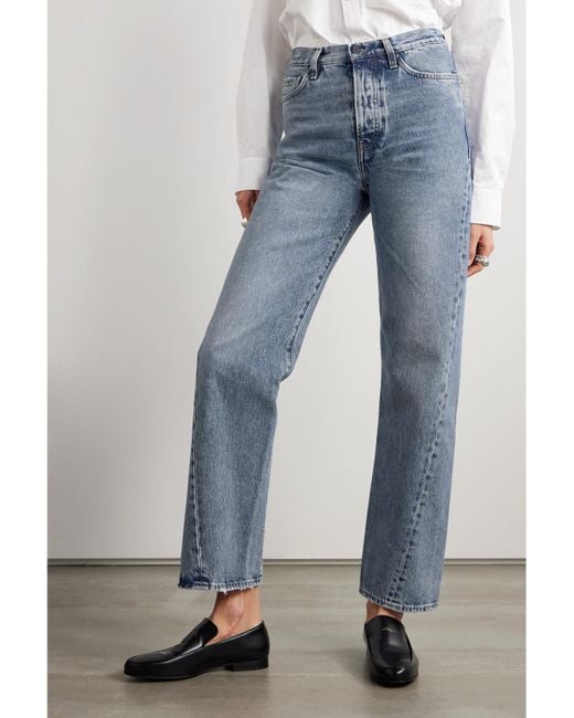 Totême Blue Twisted Seam High-Rise Straight-Leg Jeans