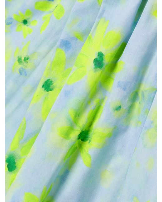 Marni Green Pleated Floral-Print Cotton-Poplin Shorts