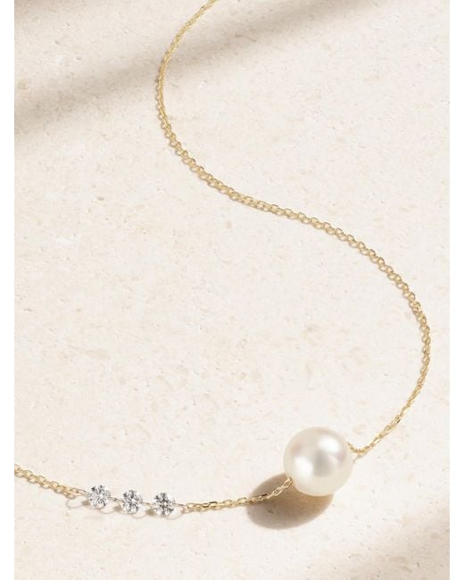 Mizuki Natural 14-Karat, Pearl And Diamond Necklace