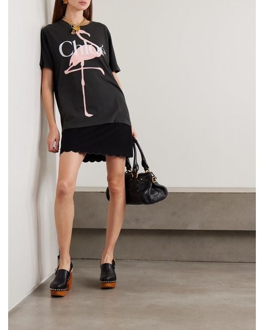 Chloé Black Printed Organic Cotton-Jersey T-Shirt