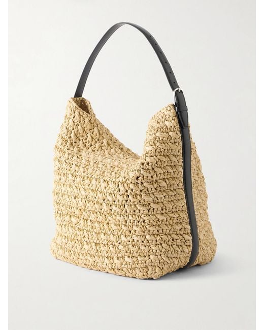 Totême Natural Leather-Trimmed Raffia Shoulder Bag