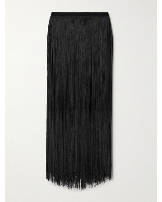 Altuzarra Black Coby Fringed Stretch-Knit Maxi Skirt