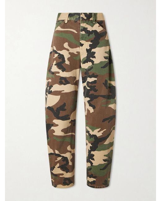 Nili Lotan Green Tribeca Cotton Straight-Leg Pants