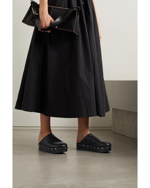 Co. Black Studded Platform Leather Clogs