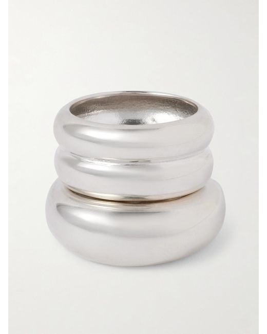 Agmes White Set Of Two Recycled Sterling Rings