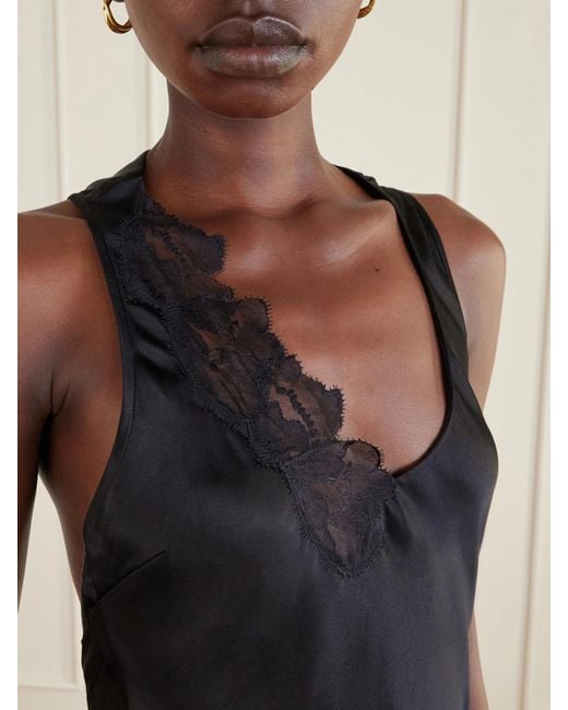 Sir Black Montparnasse Lace-Trimmed Silk-Satin Gown