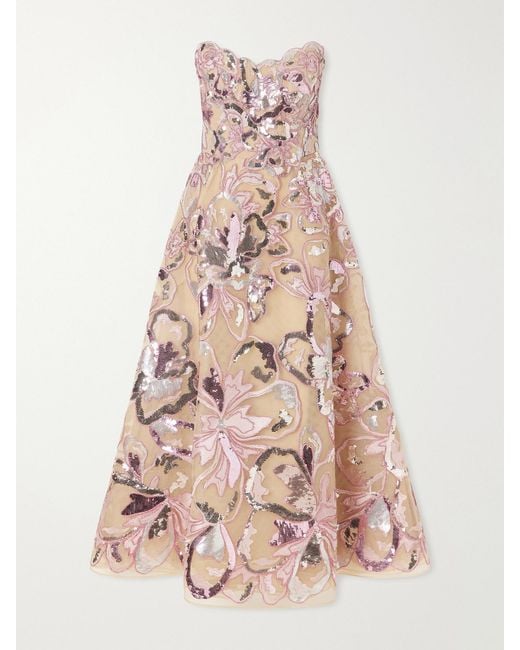 Elie Saab Pink Sequin-Embellished Tulle Gown