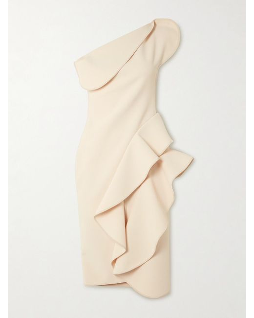 Maticevski Natural Rhythm Strapless Ruffled Crepe Midi Dress