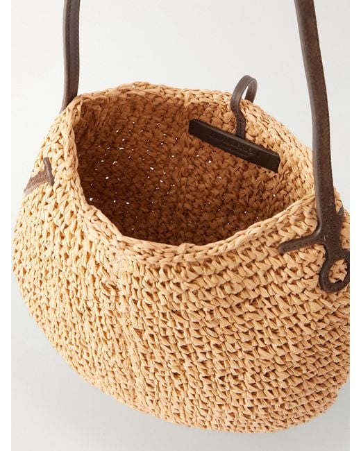 J.W. Anderson Natural Bulb Leather-Trimmed Raffia Shoulder Bag