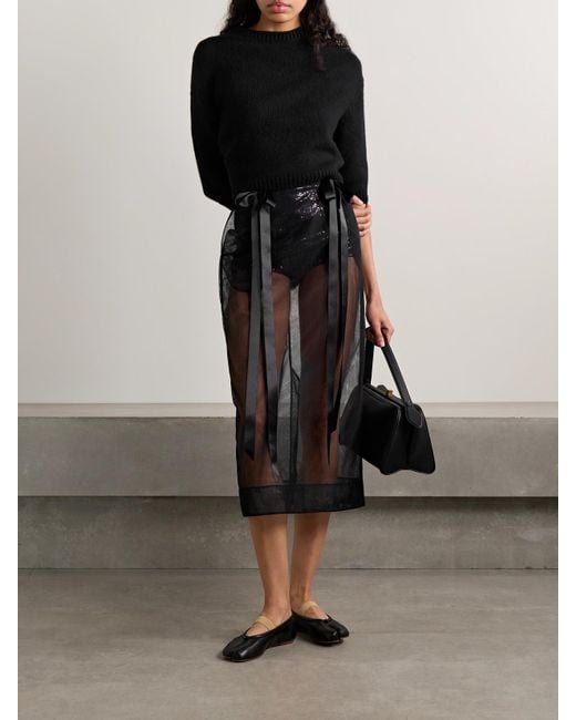 Simone Rocha Black Midirock Aus Tüll Mit Schleifen Aus Satin