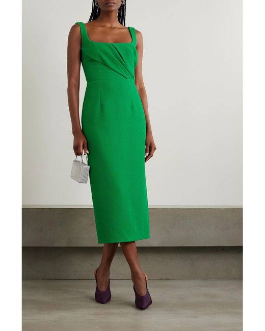 Emilia Wickstead Green Arina Textured Midi Dress