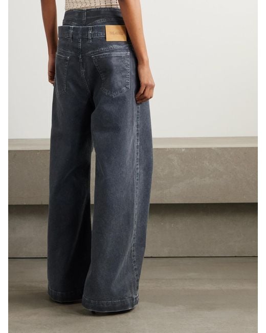 The Attico Blue Boyfriend-Jeans Aus Beschichtetem Denim