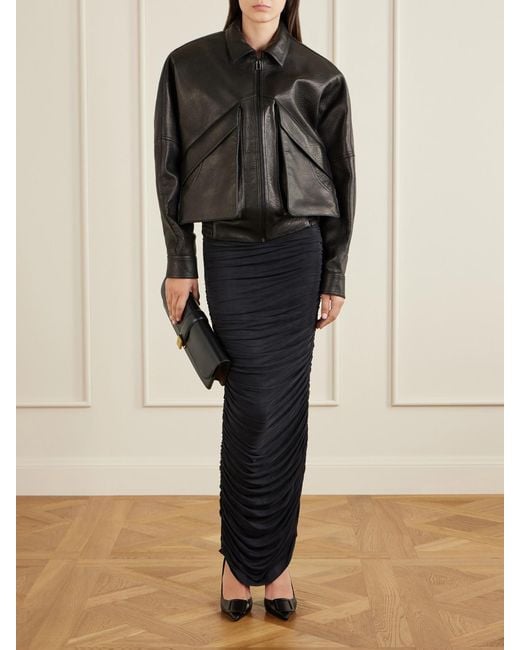 Magda Butrym Black Textured-Leather Biker Jacket