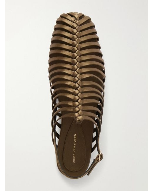 Dries Van Noten Green Braided Satin Ballet Flats