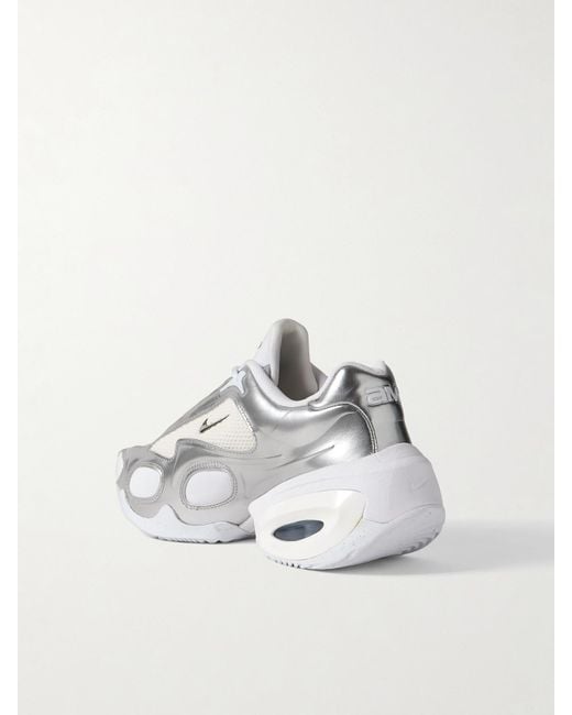 Nike White Air Max Muse Sneakers Aus Metallic-Leder Und Mesh