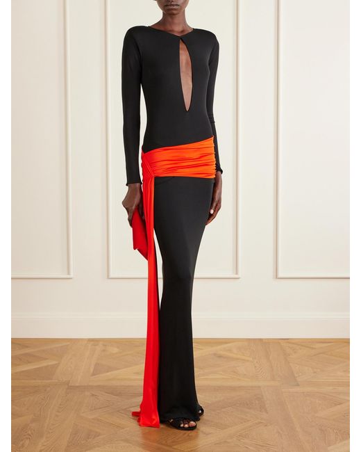 Ilkyaz Ozel Red Heat Train Stretch-Jersey Gown