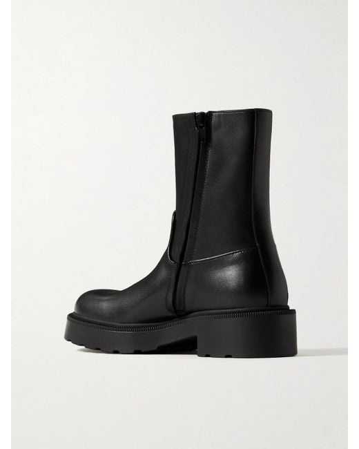 The Row Black Nobilis Leather Ankle Boots