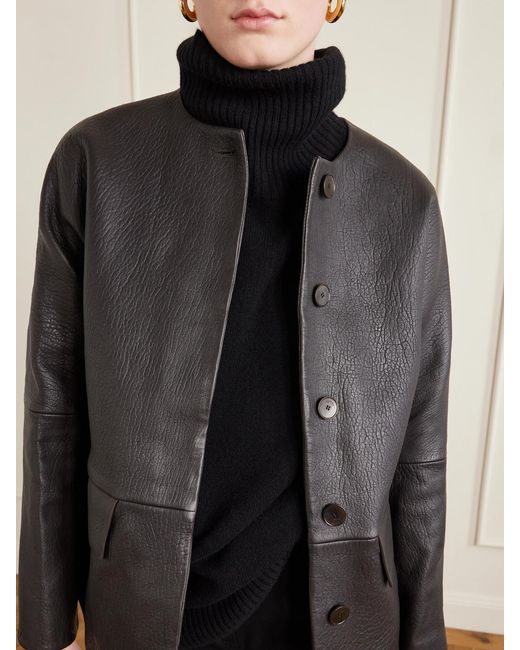 Joseph Black Barbs Paneled Textured-Leather Jacket