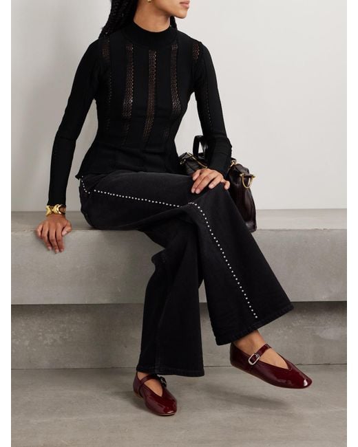 Sea Black Devon Paneled Stretch-Knit Top