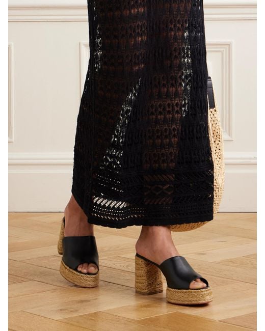 Christian Louboutin Natural Calakala 85 Mules Aus Leder Mit Espadrille-Plateausohle