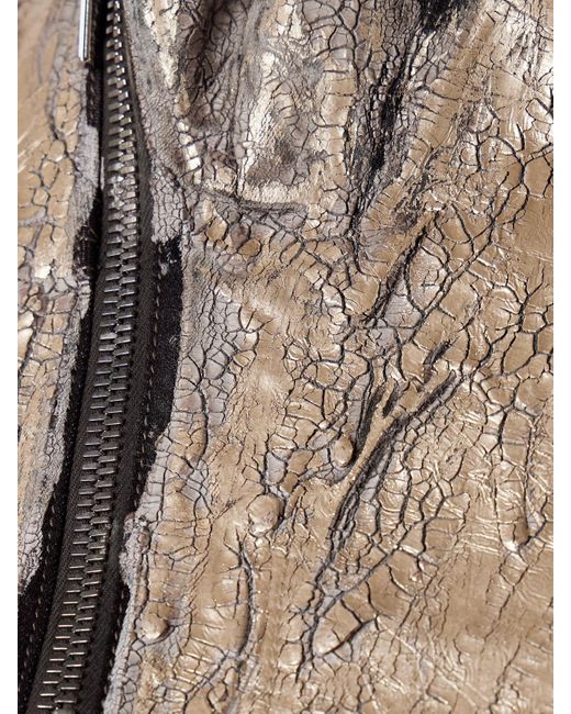 Rick Owens Natural Gary Coated Leather-Blend Biker Jacket