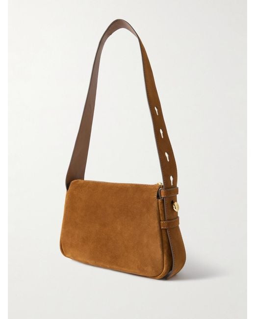 Tory Burch White Romy Small Suede Shoulder Bag