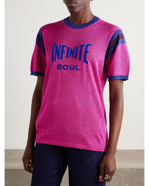 Wales Bonner Pink Soul Flocked Cotton-Blend T-Shirt