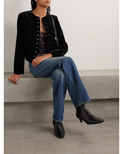 Nili Lotan Black Patti Cotton-Blend Velvet Jacket