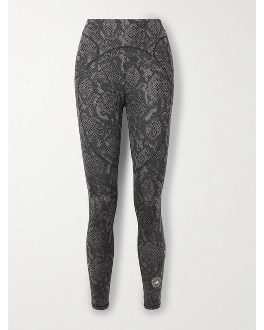 Adidas By Stella McCartney Gray Leggings Aus Recyceltem, Bedrucktem Stretch-Material