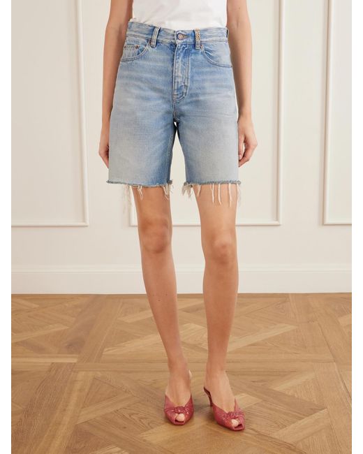Chloé Blue Frayed Denim Shorts