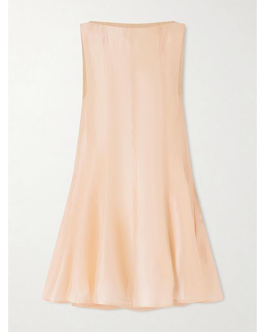 Khaite Natural Mags Paneled Satin-Twill Mini Dress