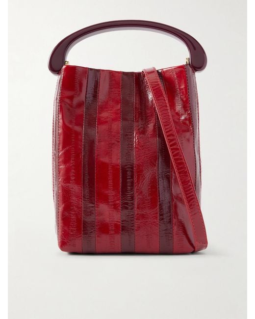 Dries Van Noten Red Eel-Effect Leather Shoulder Bag