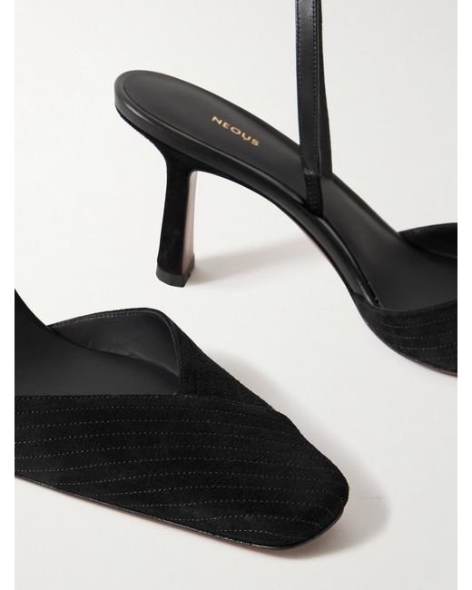 Neous White Dilmun Leather-Trimmed Suede Slingback Pumps