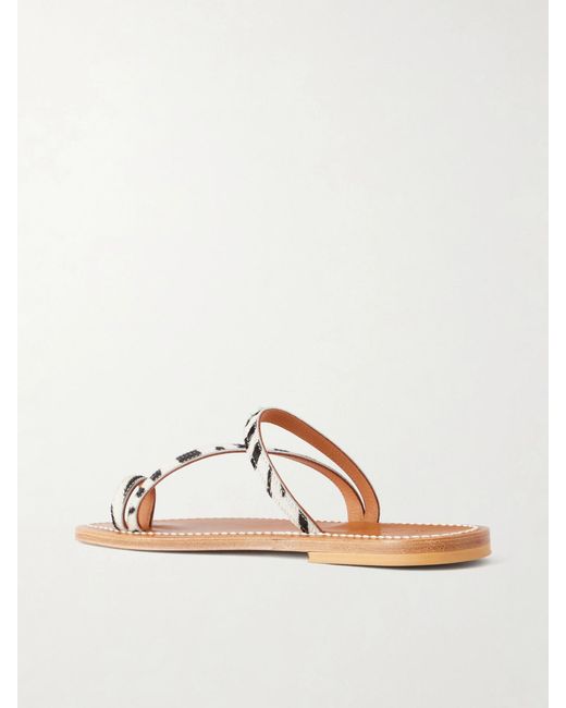 K. Jacques Brown Actium Zebra-Print Calf Hair Sandals