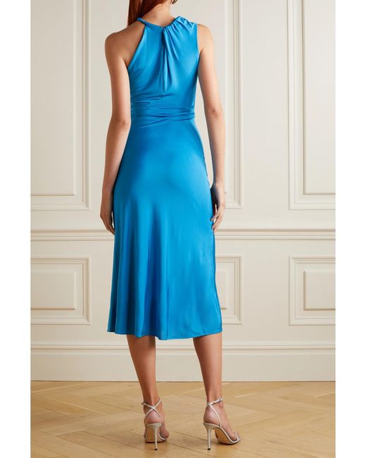 Et Ochs Blue Phebe One-Shoulder Cutout Stretch-Jersey Midi Dress