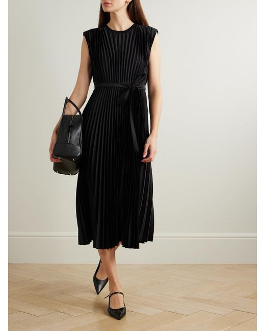 Joseph Black Volta Midikleid Aus Plissiertem Satin Mit Bindegürtel