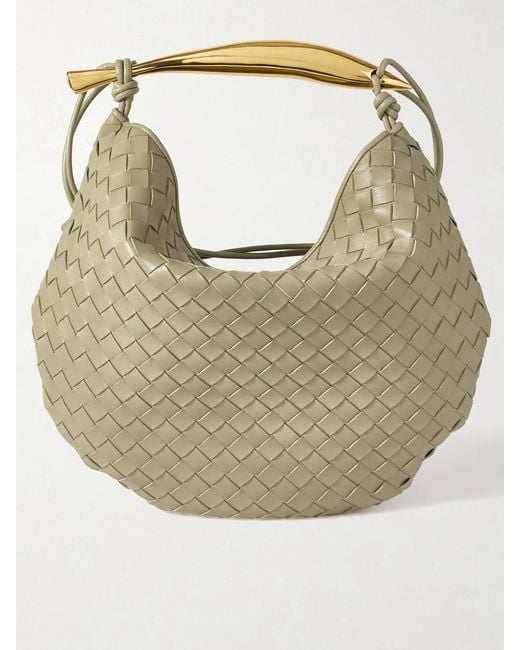 Bottega Veneta Gray Sardine Medium Intrecciato Leather Shoulder Bag