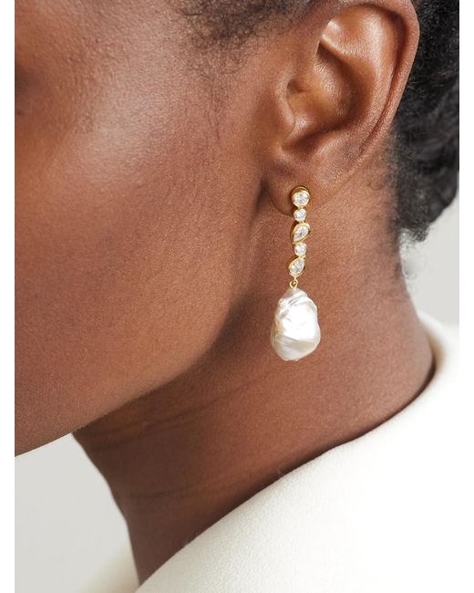 Completedworks White Recycled Vermeil, Pearl And Cubic Zirconia Earrings