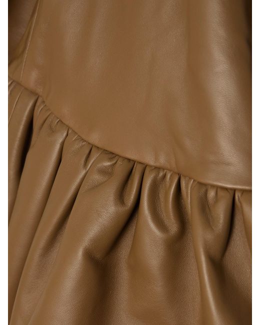 LIBEROWE Brown City Ruffled Leather Jacket